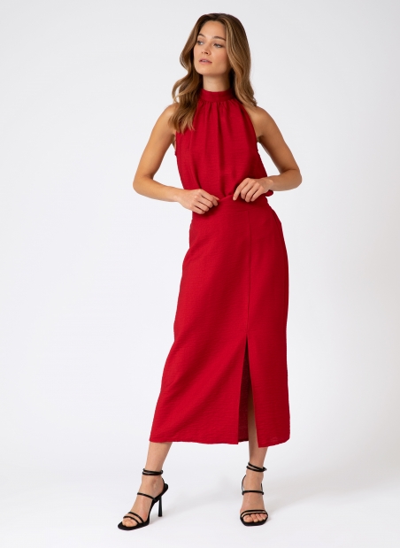GINNIA long slit skirt in plain fabric  - 18