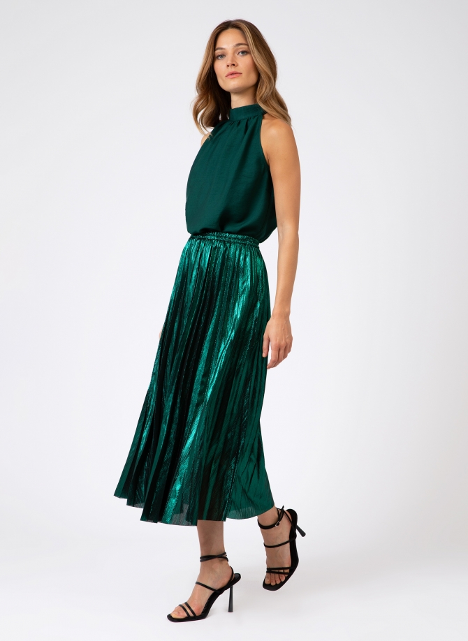 JUSTINA iridescent pleated long skirt  - 5