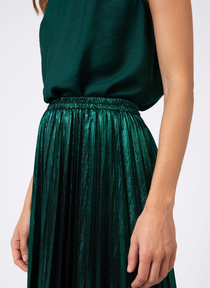 JUSTINA iridescent pleated long skirt  - 3