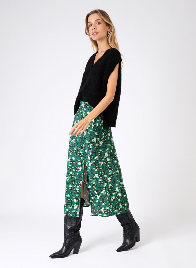 GINO long printed slit skirt  - 3
