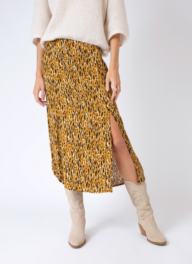 GINO long printed slit skirt  - 12
