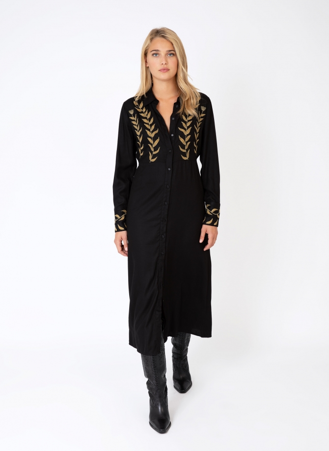 OWENALA embroidered and buttoned midi dress  - 1