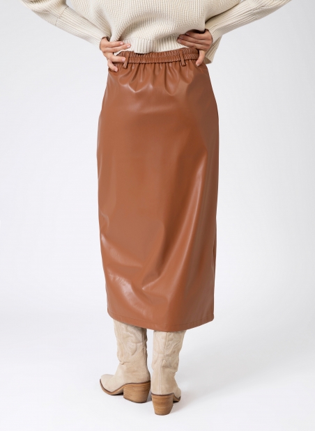 Midi skirt in imitation leather JULINA  - 5