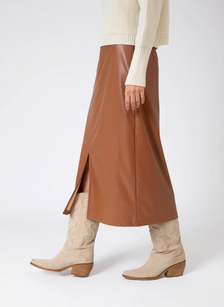 Midi skirt in imitation leather JULINA  - 4
