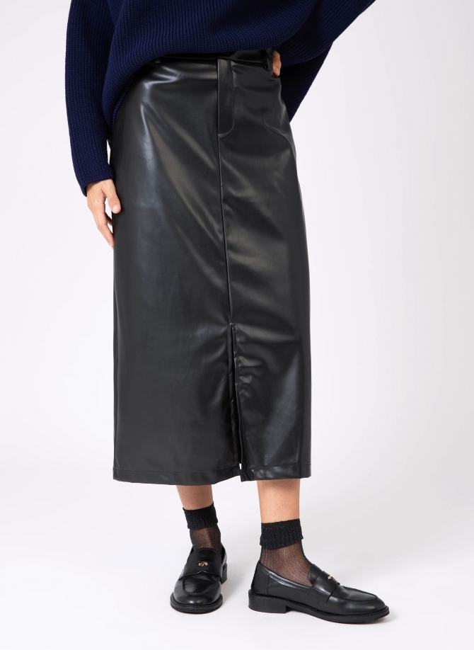 Midi skirt in imitation leather JULINA  - 7