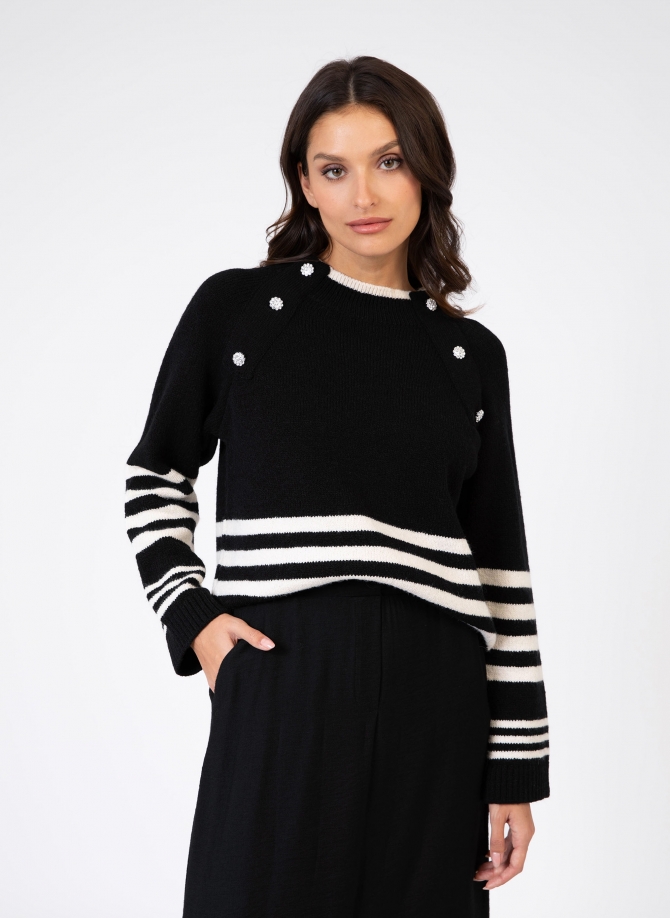 Soft and warm VICENZO striped sweater  - 1