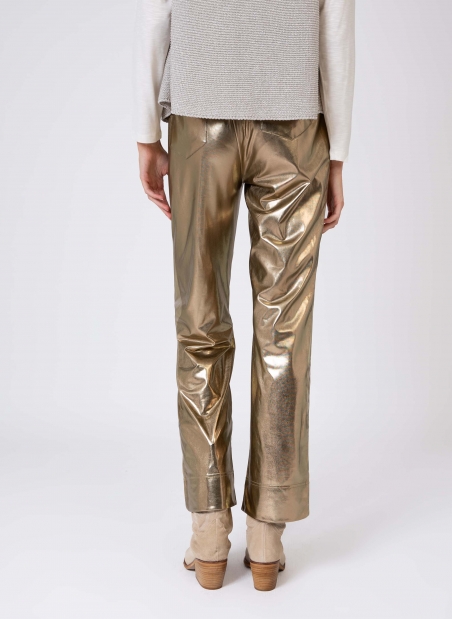 PIERROT pleated pants in imitation leather  - 4