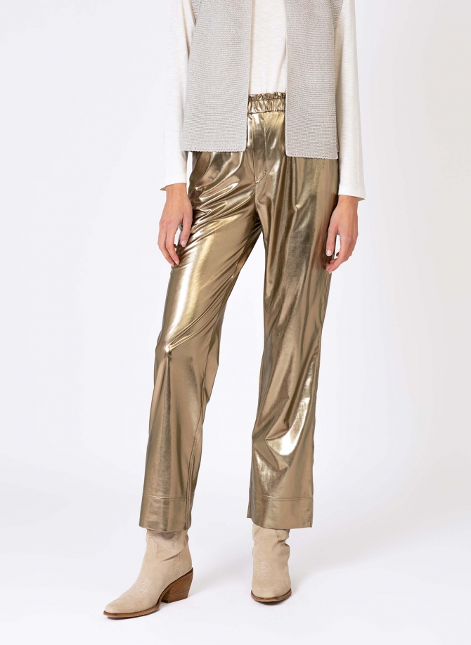 PIERROT pleated pants in imitation leather  - 1