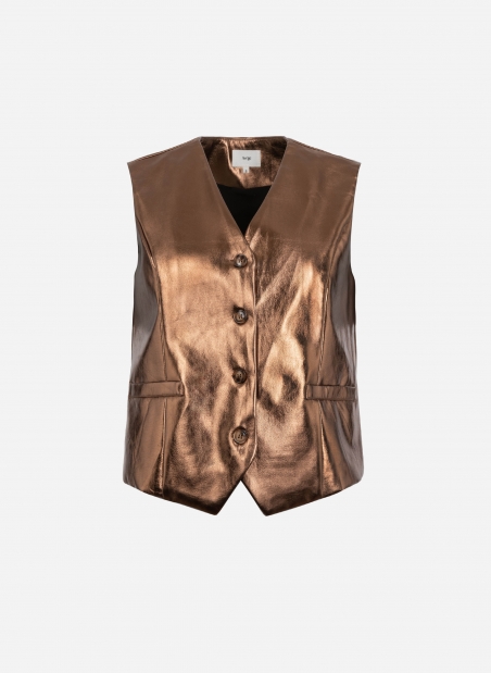 Buttoned vest in imitation leather ATCHY  - 6