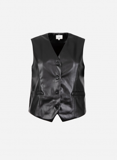 Buttoned vest in imitation leather ATCHY  - 7