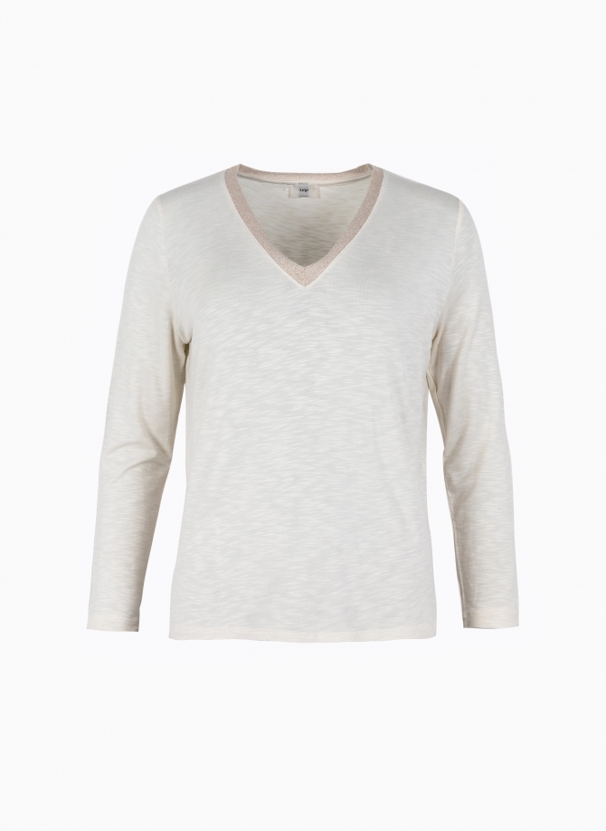 Long-sleeved lurex V-neck T-shirt TENIO  - 11