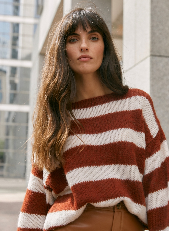 Loose-fitting striped knit sweater LABONITE