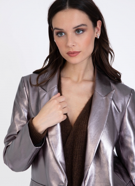 HERMIONE imitation leather suit jacket  - 17