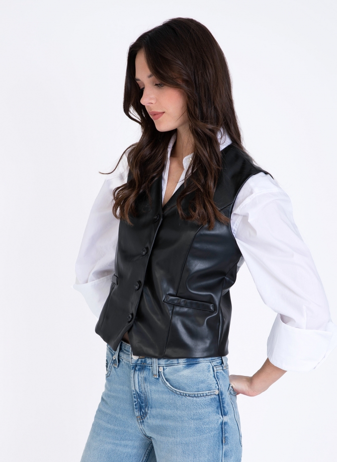 Buttoned vest in imitation leather ATCHY  - 8