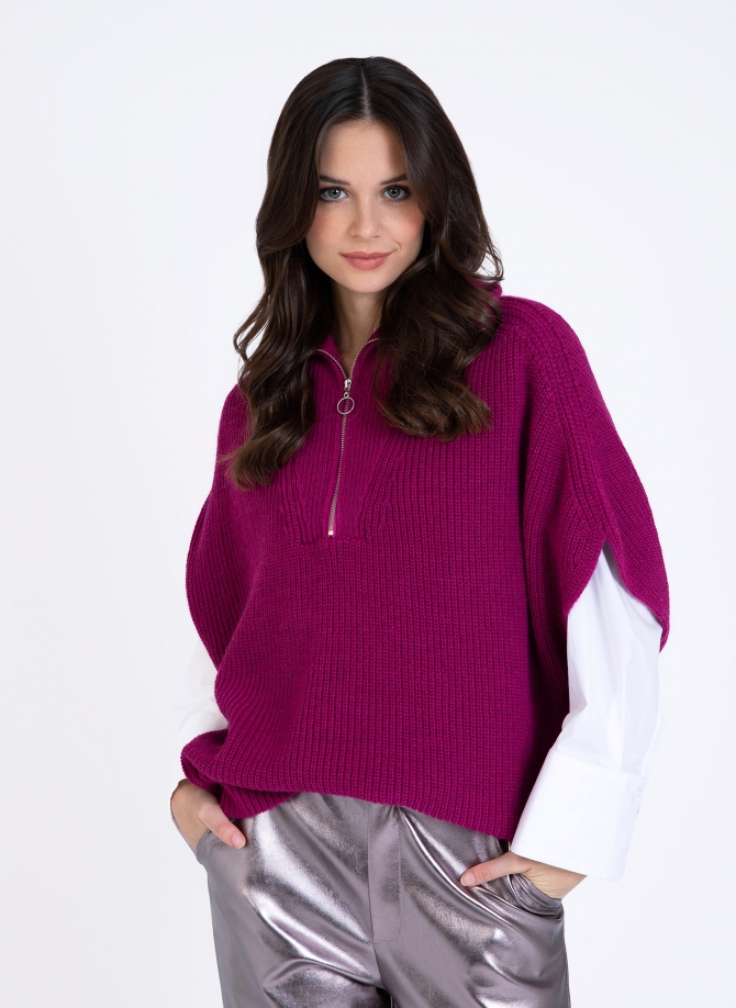 Poncho zipped knit sweater LINNA  - 11