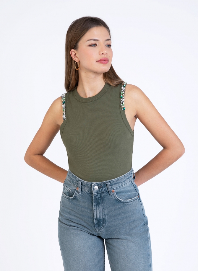 TANK TOP WITH JEWEL DETAIL AMIRI  - 1