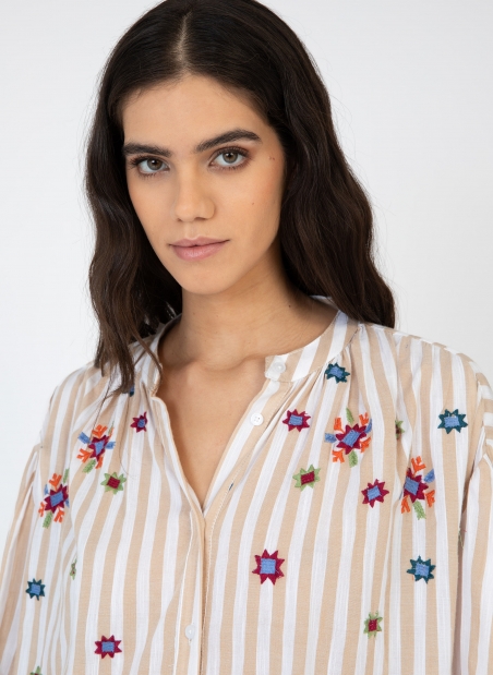 BEADED STRIPED BLOUSE SOLINARIA  - 2
