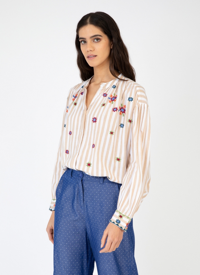 BEADED STRIPED BLOUSE SOLINARIA  - 4