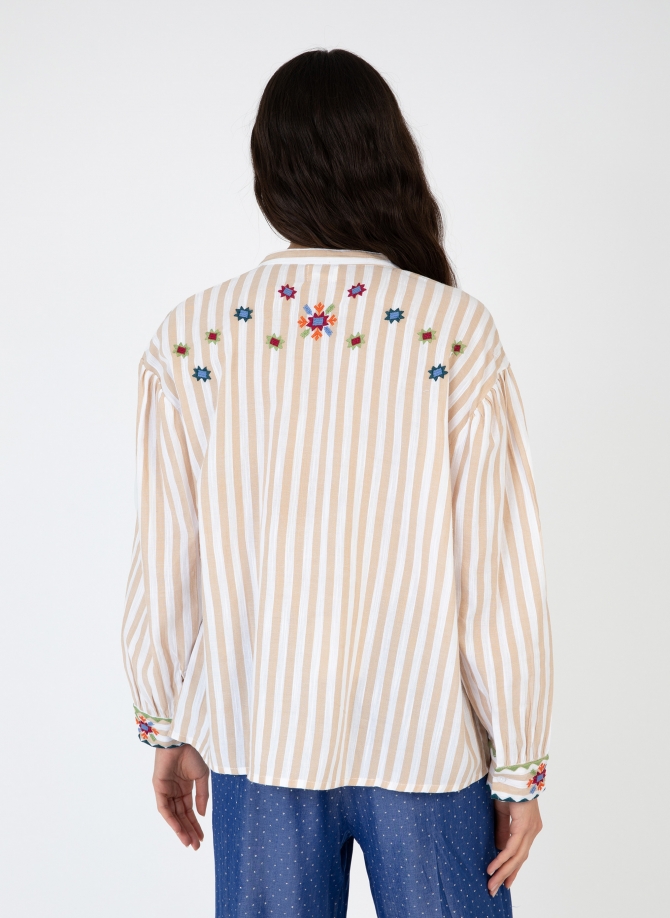 BEADED STRIPED BLOUSE SOLINARIA  - 5