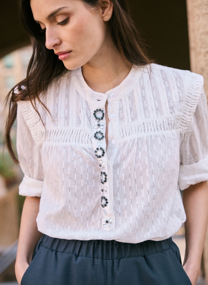 JEWELED AND SHOULDER-DETAILED BLOUSE SERENY