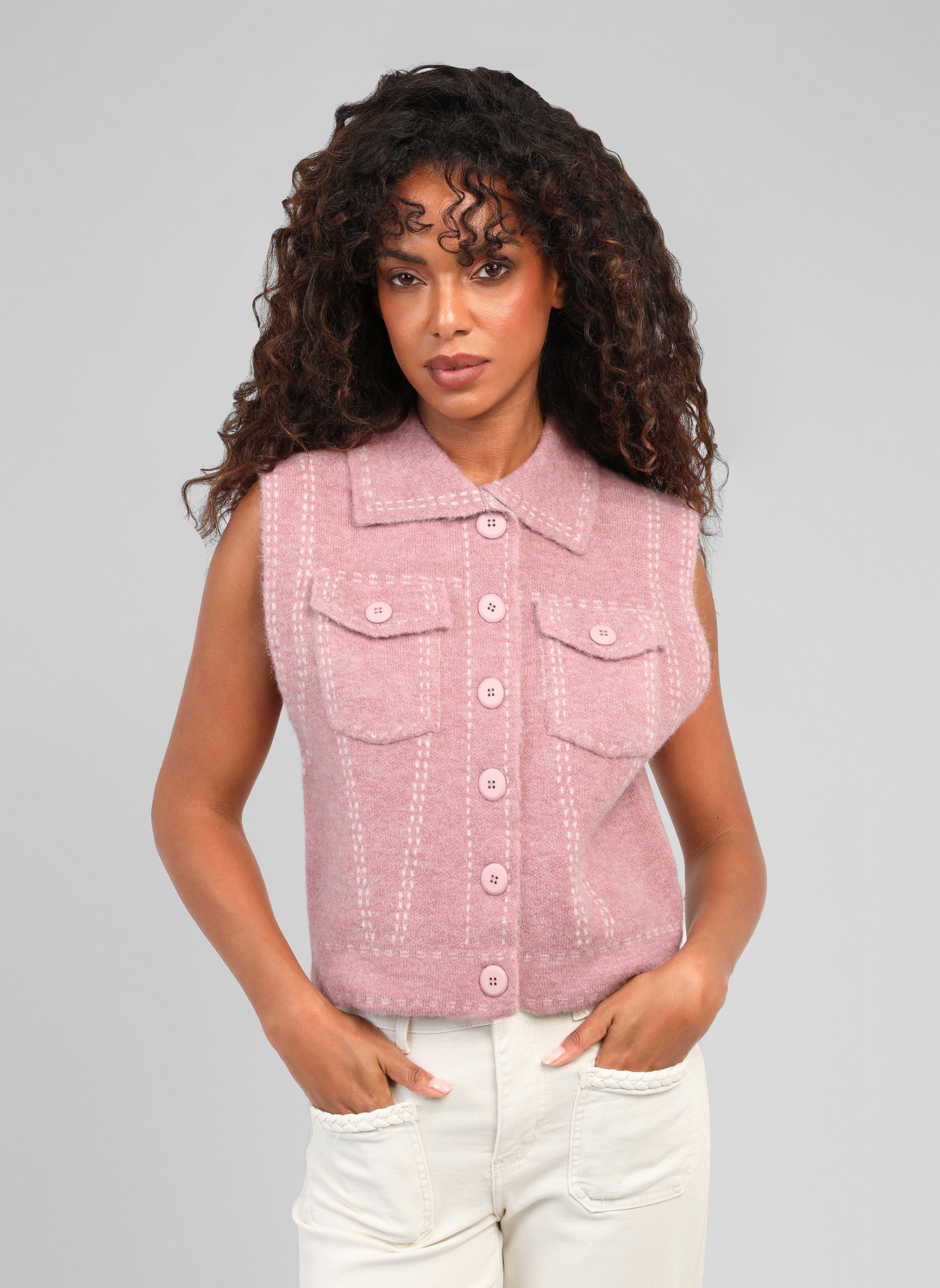 LEWAYNE VEST in dusty pink
