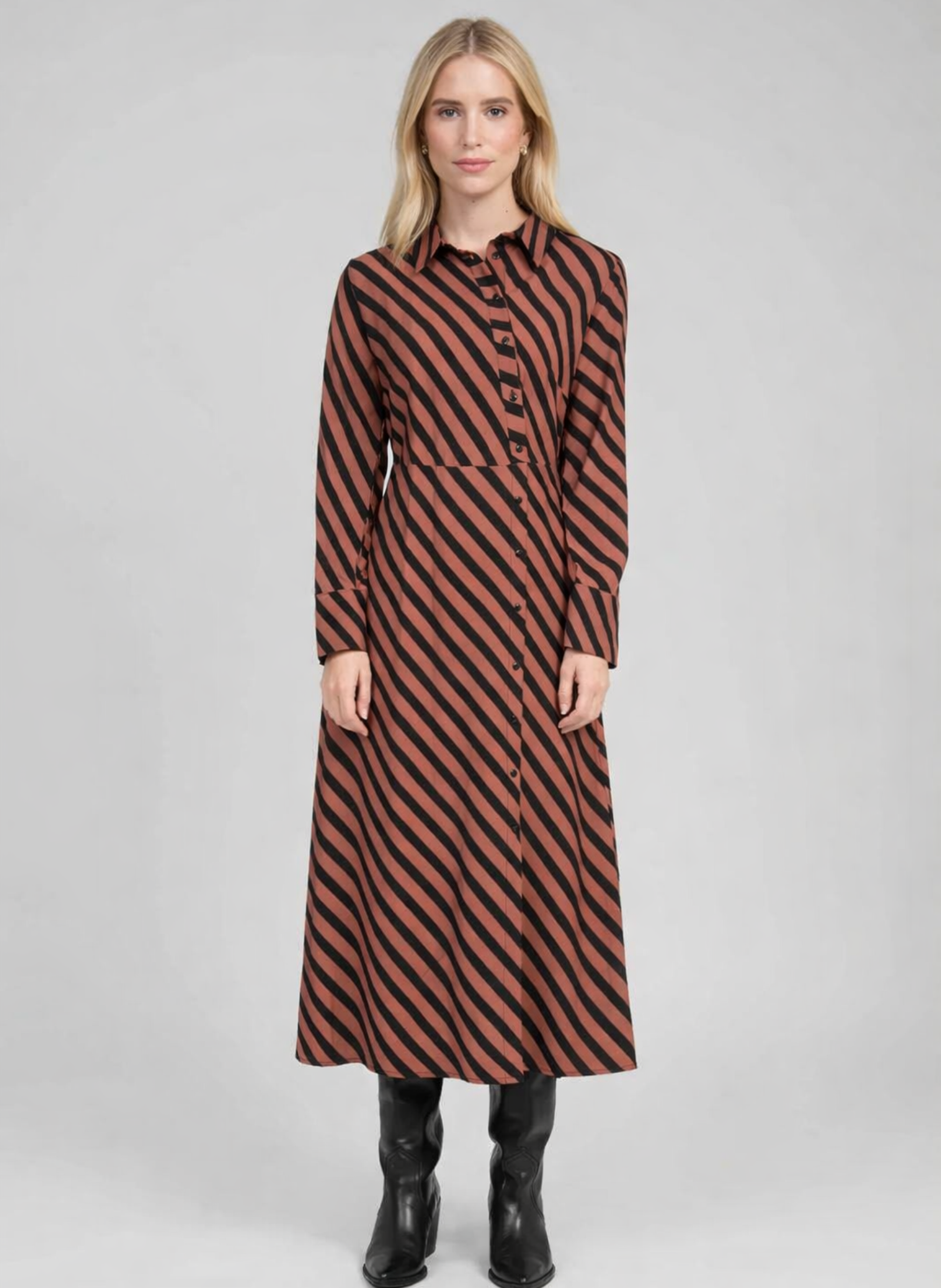 ROBE LONGUE MATARA stipe chocolat