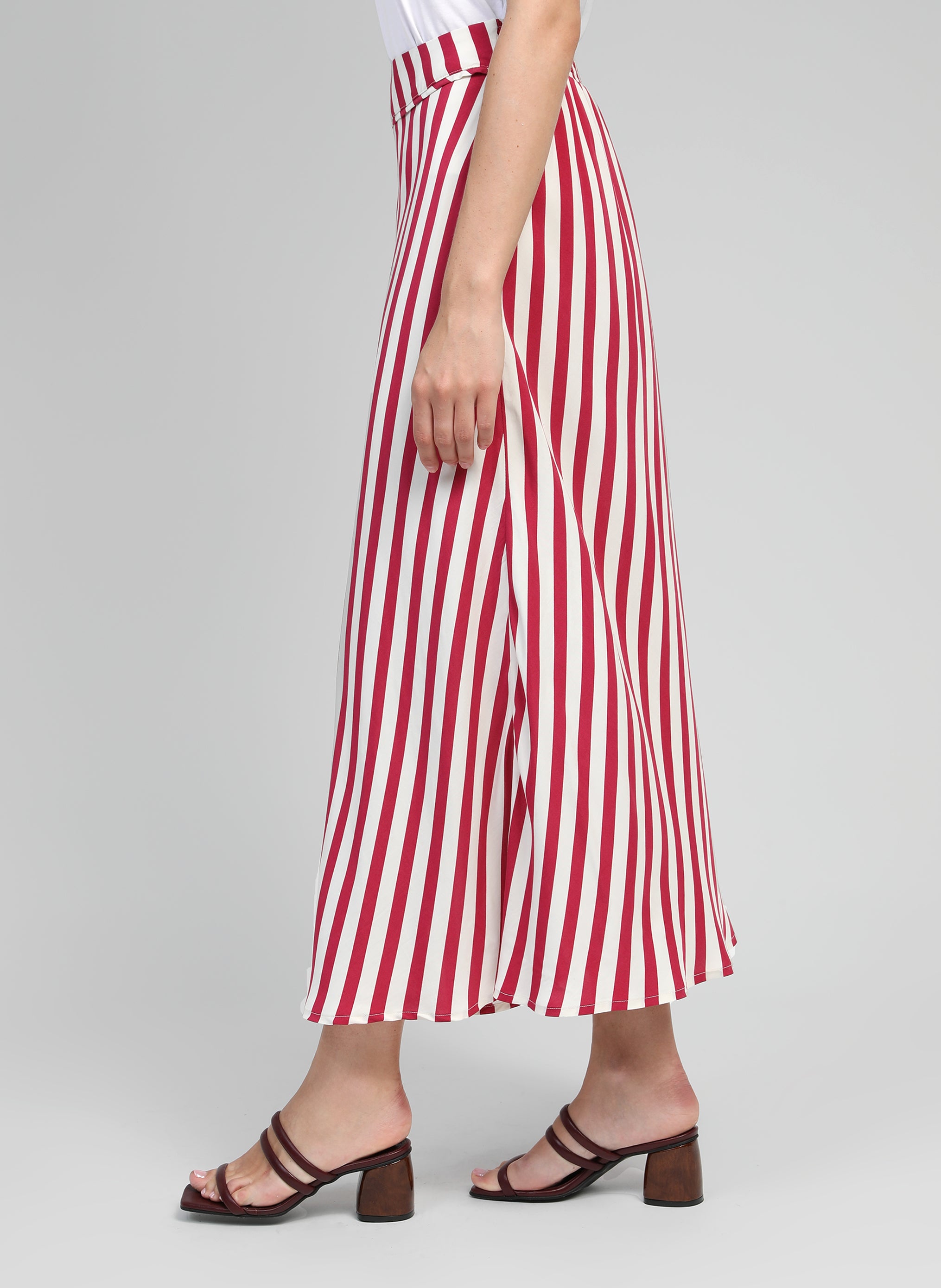 GALVILY stipe raspberry LONG SKIRT