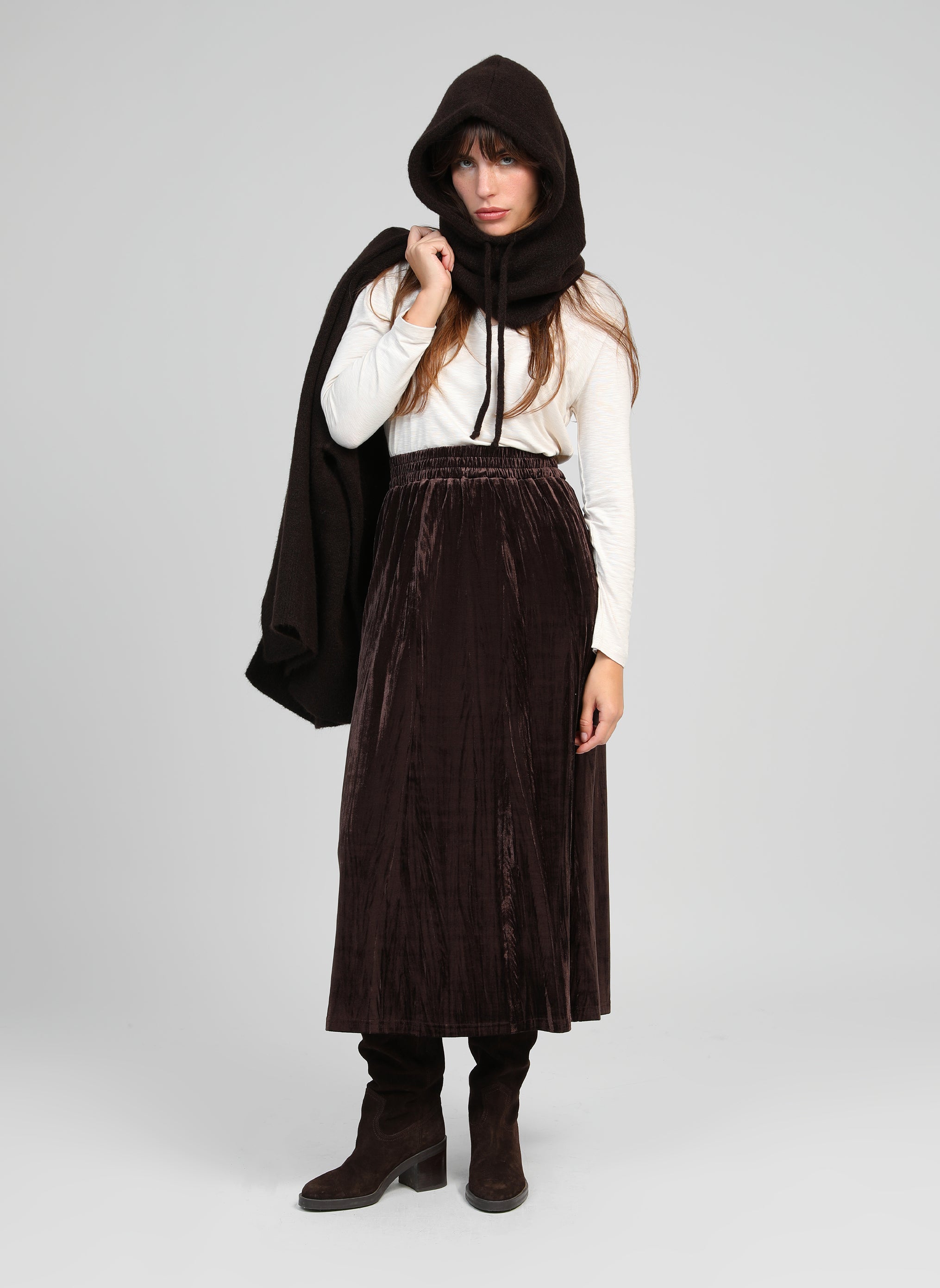 JUPE MIDI JANAIS brown