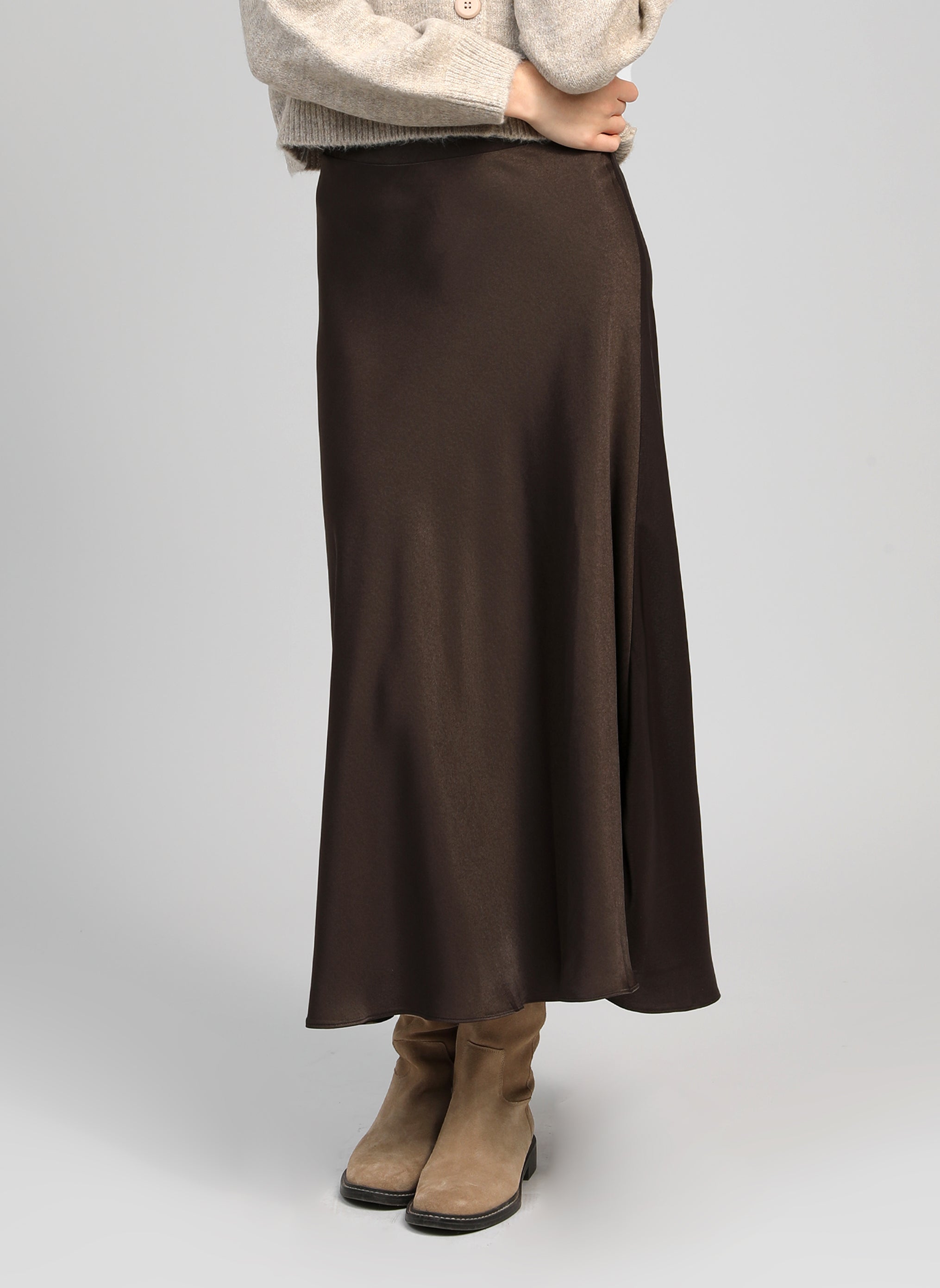 JUPE MIDI JANIALA chocolat