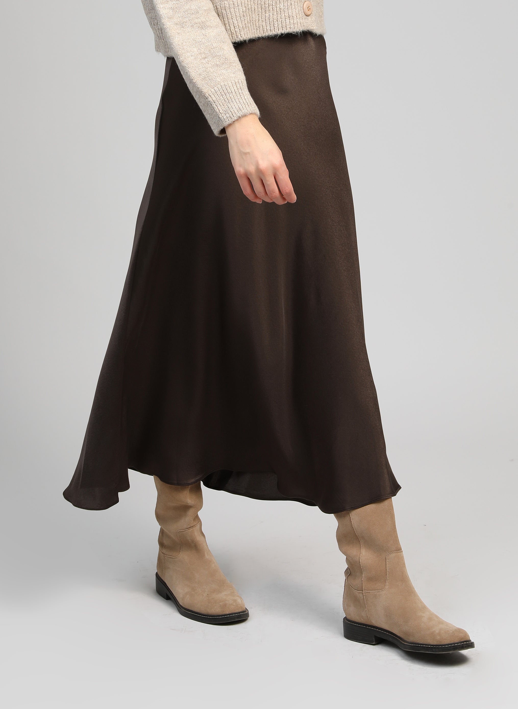 JUPE MIDI JANIALA chocolat