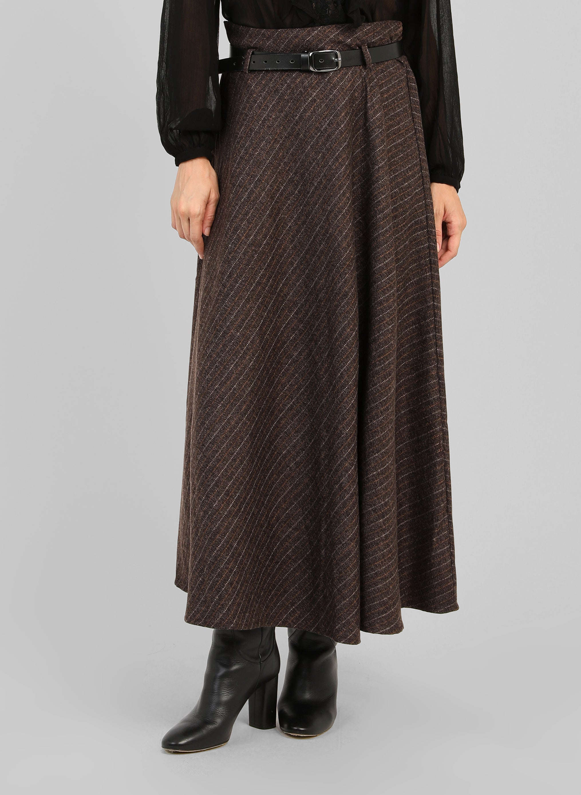 JUPE MIDI JOSELINA marron