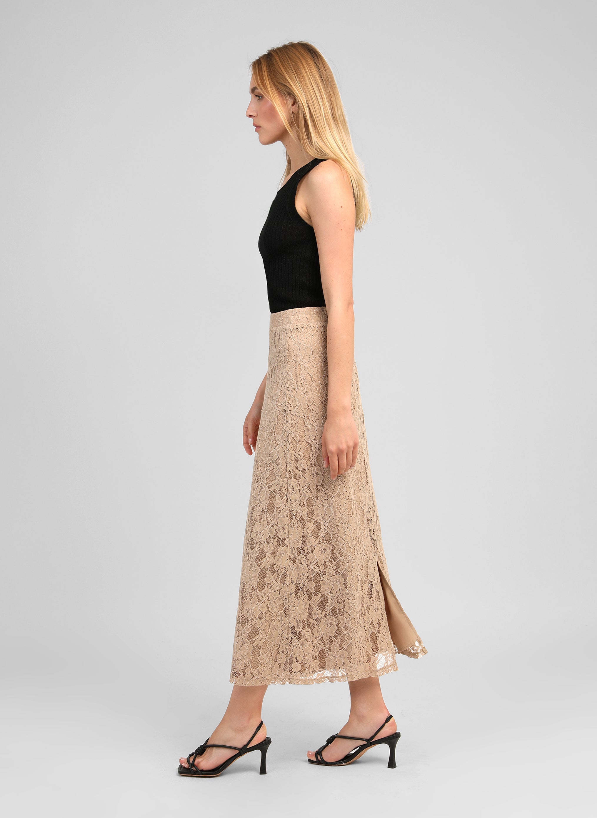JUPE MIDI JUVYNA beige