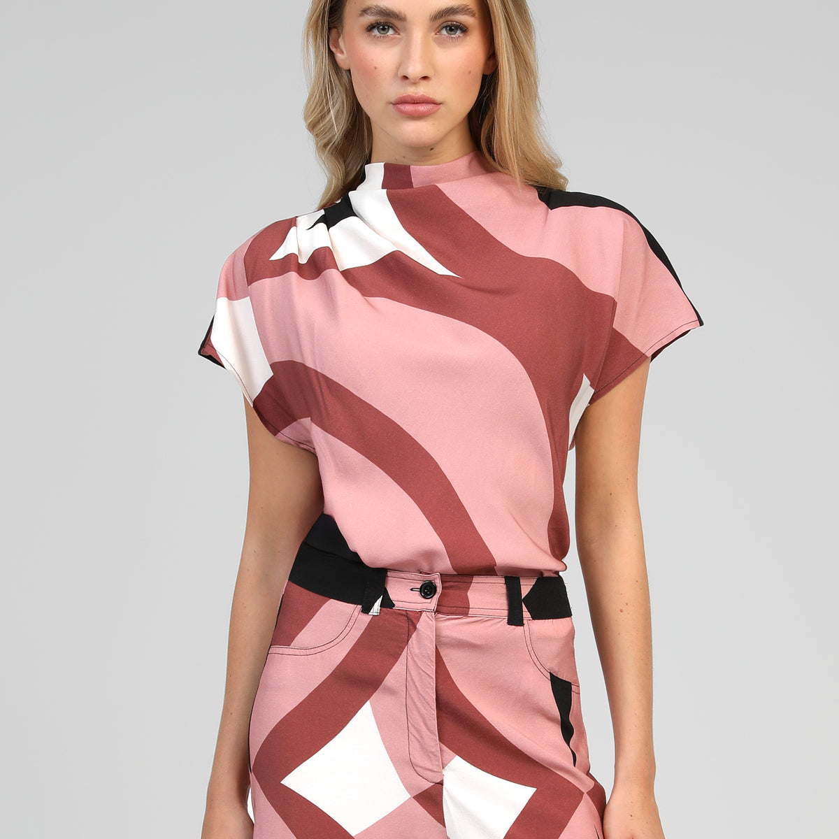 Chemisier Gémo T36 - Imprimé Fleurs Gris Et Rose - Manches 3/4, Style Tunique