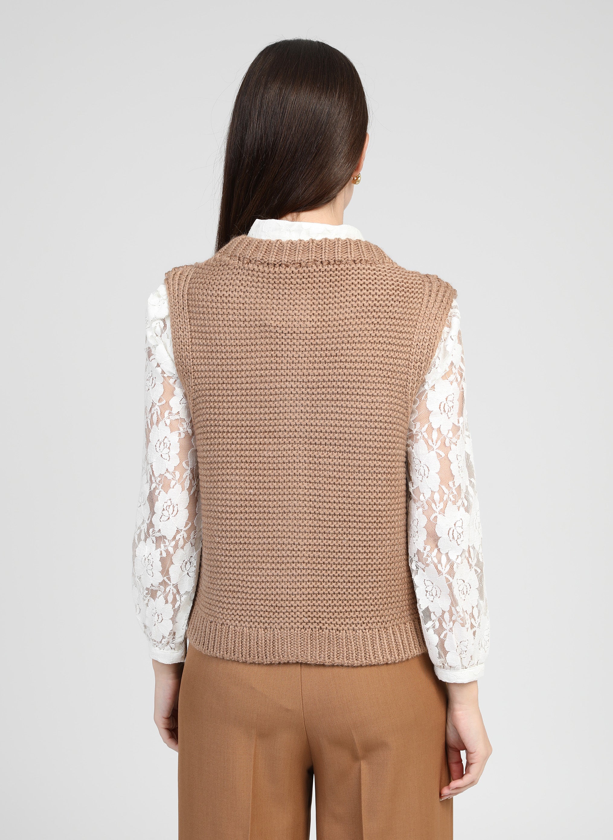 CARDIGAN SANS MANCHE LEJICKY sable