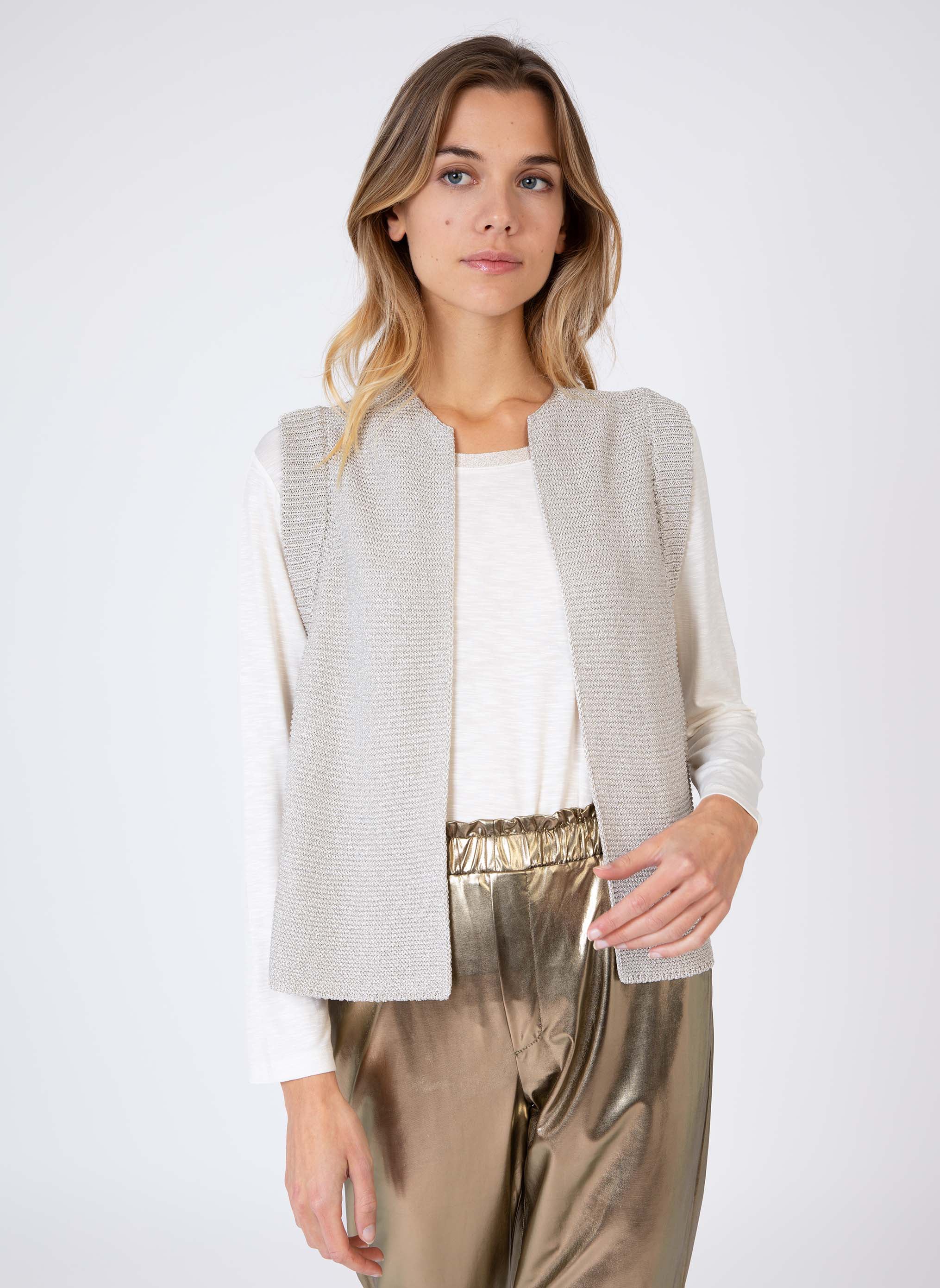 CARDIGAN SANS MANCHE LEGAYA or blanc