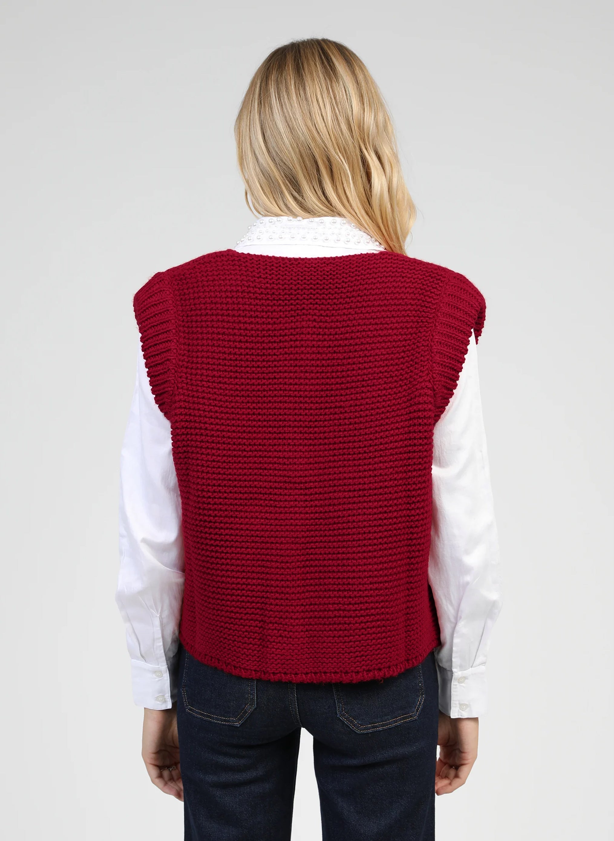 CARDIGAN SANS MANCHE LEGRINGOLY cerise