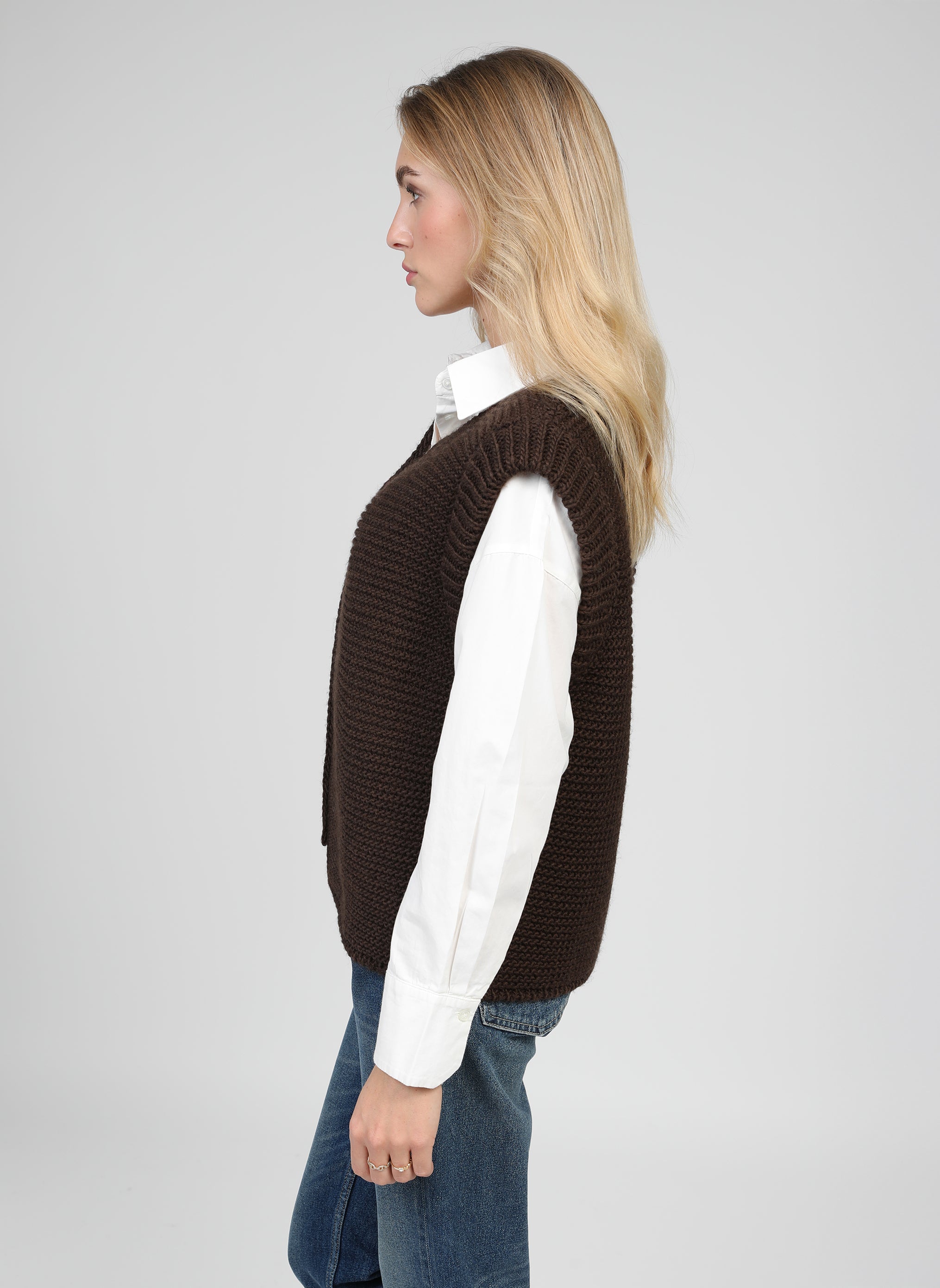 CARDIGAN SANS MANCHE LEGRINGOU chocolat