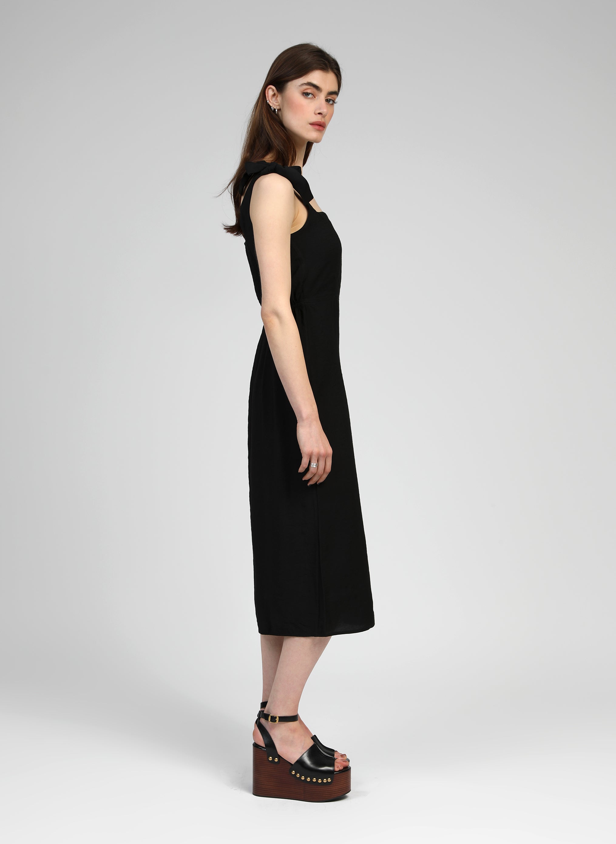 マルコPEAU DE L'ANGE ROBE MIDI MANTIA noir