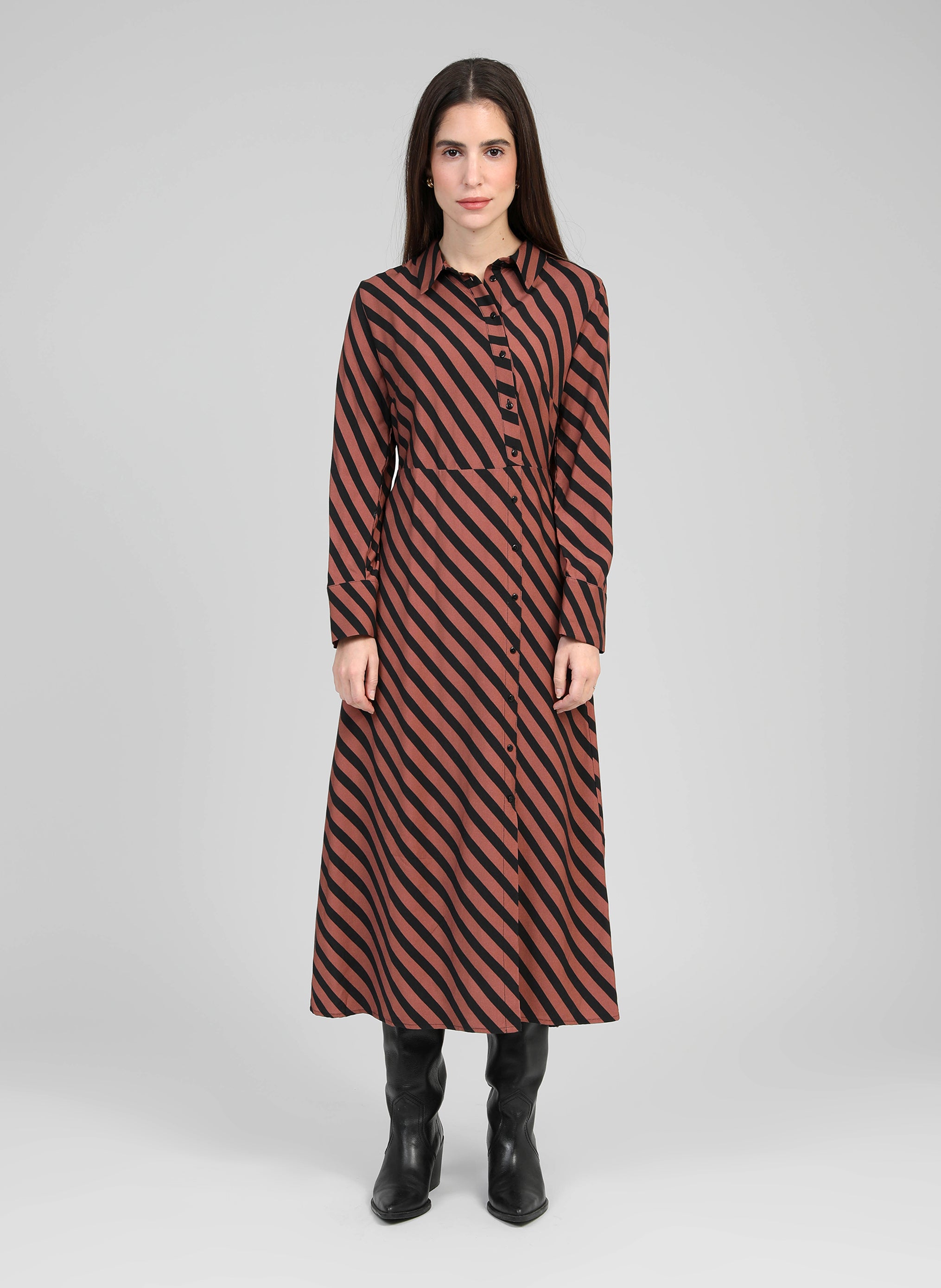 ROBE LONGUE MATARA stipe chocolat