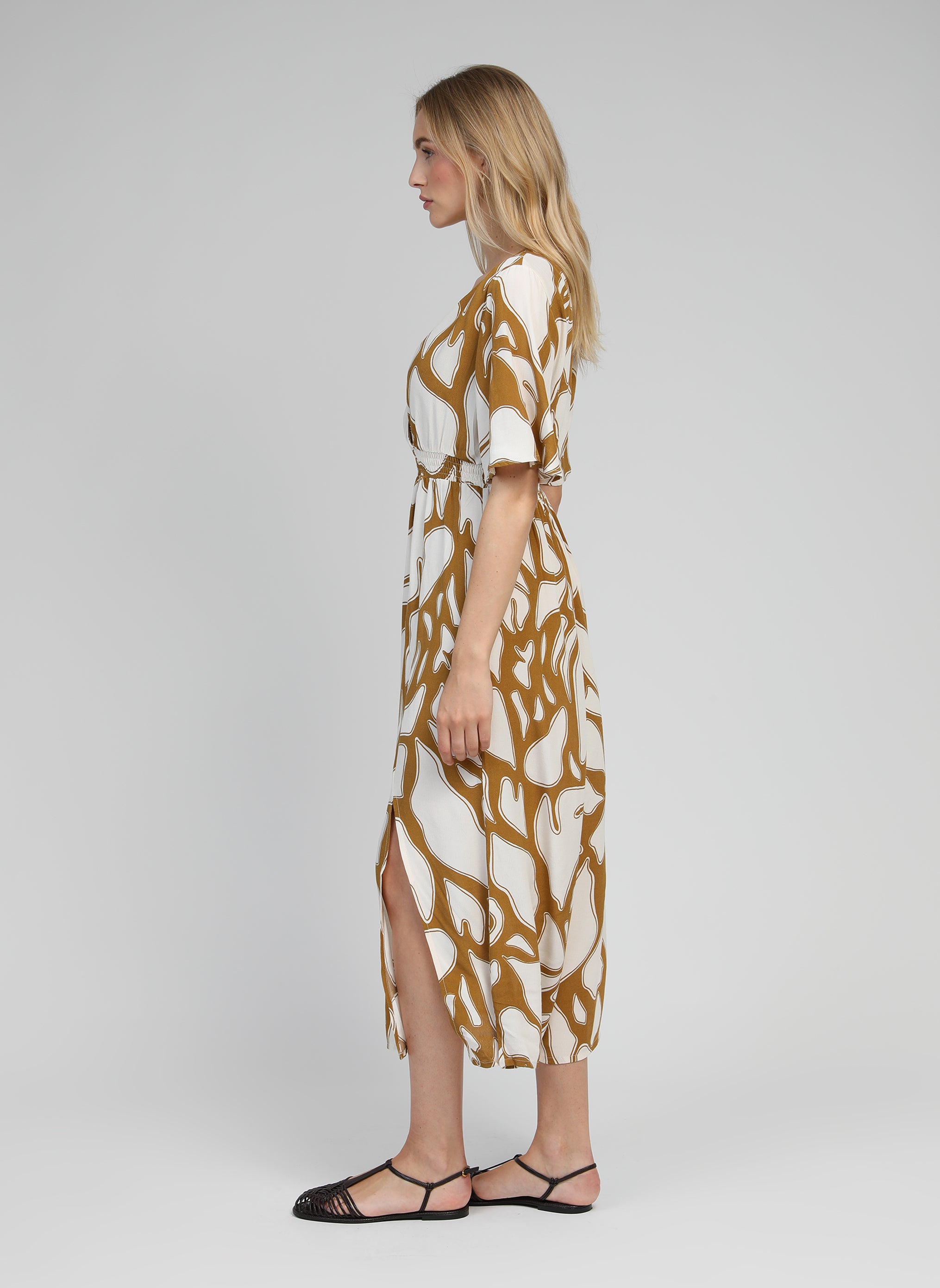 MESUNA LONG DRESS olive flame