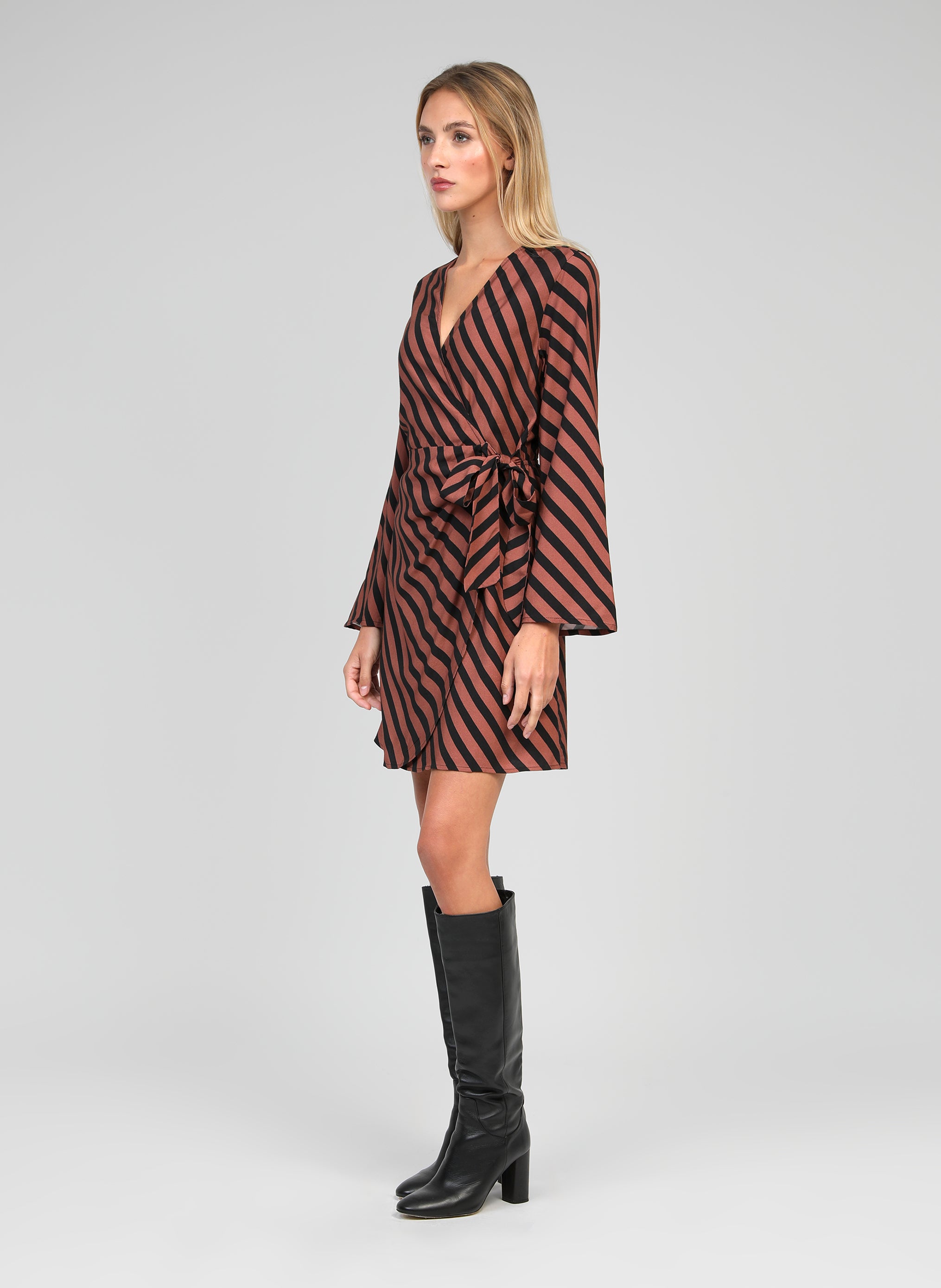 ROBE COURTE METALY stipe chocolat