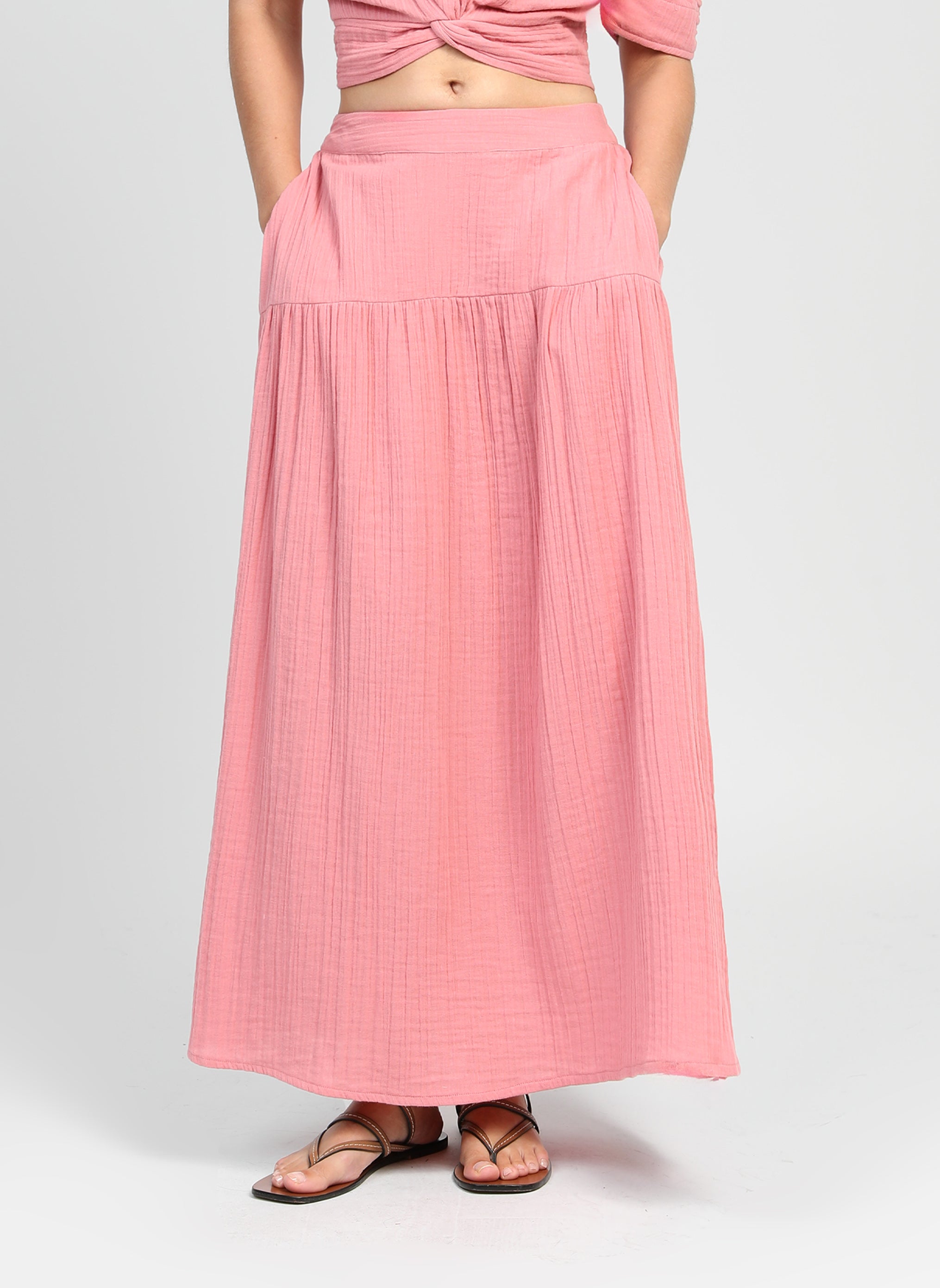 JUPE MIDI RITHA rose