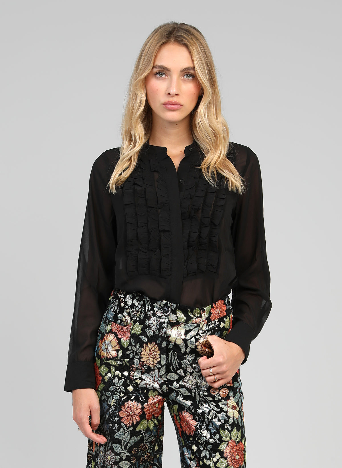 Blouse Graphique Noire Et Blanche ANGEL - Taille 2 - En Polyester - Manches 3/4 - Occasion Très Bon état