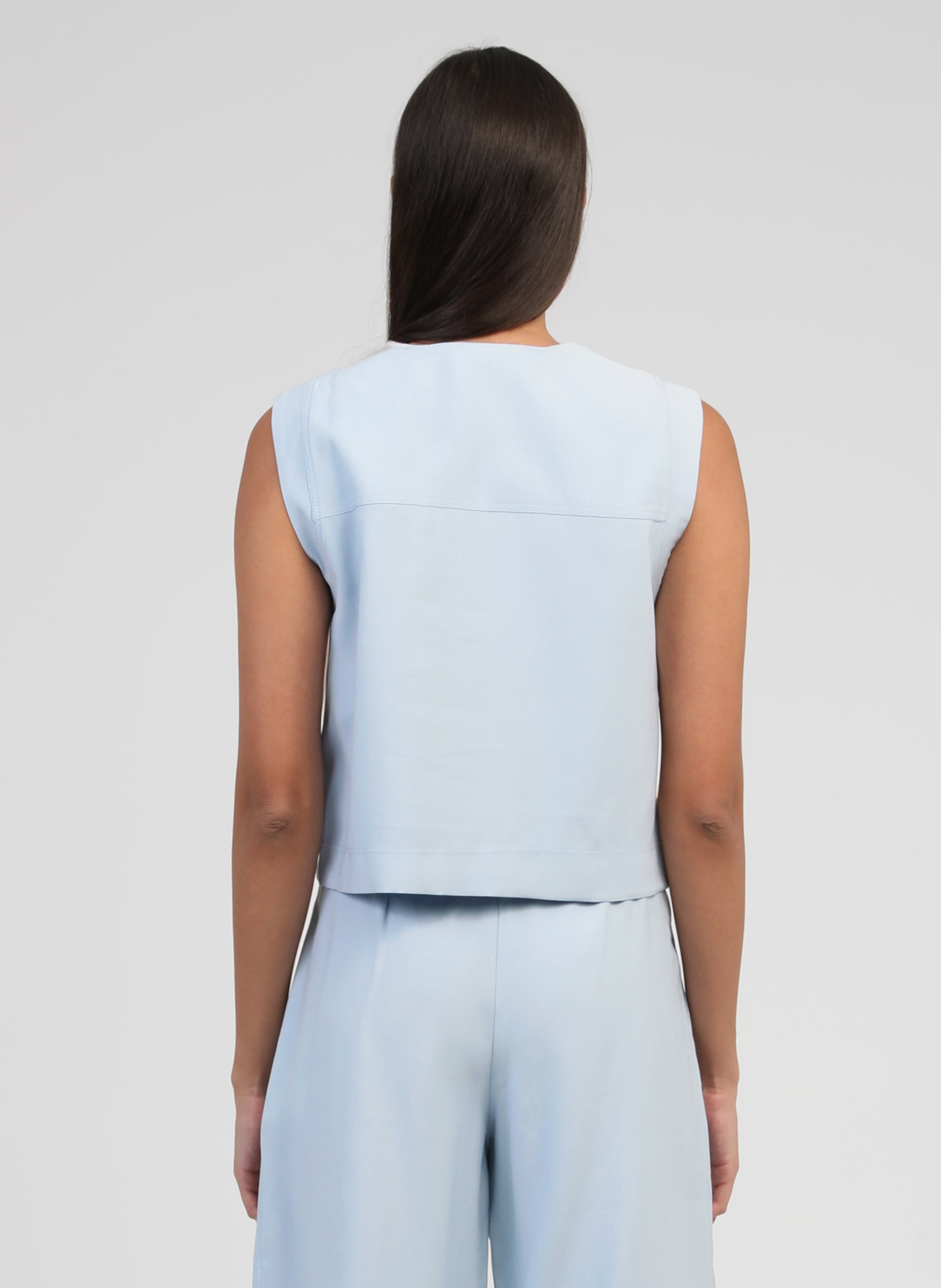VESTE SANS MANCHES ZELIA ciel