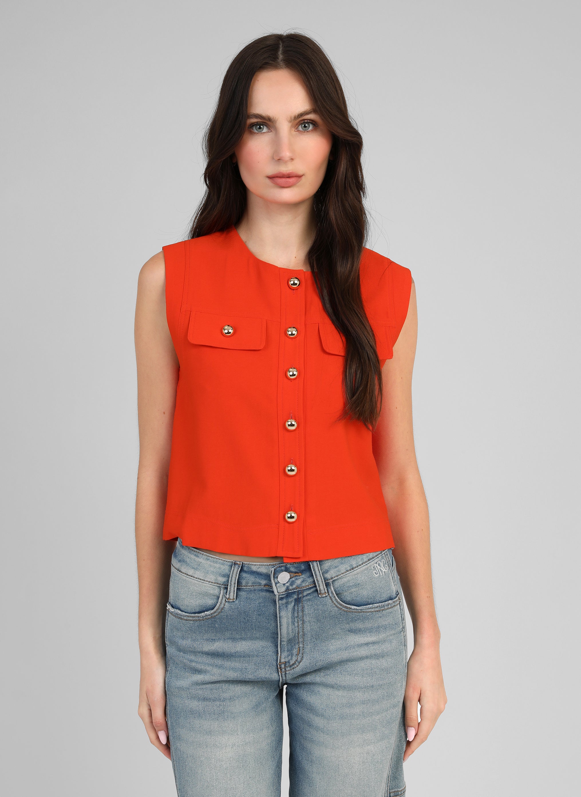 VESTE SANS MANCHES ZELIA piment