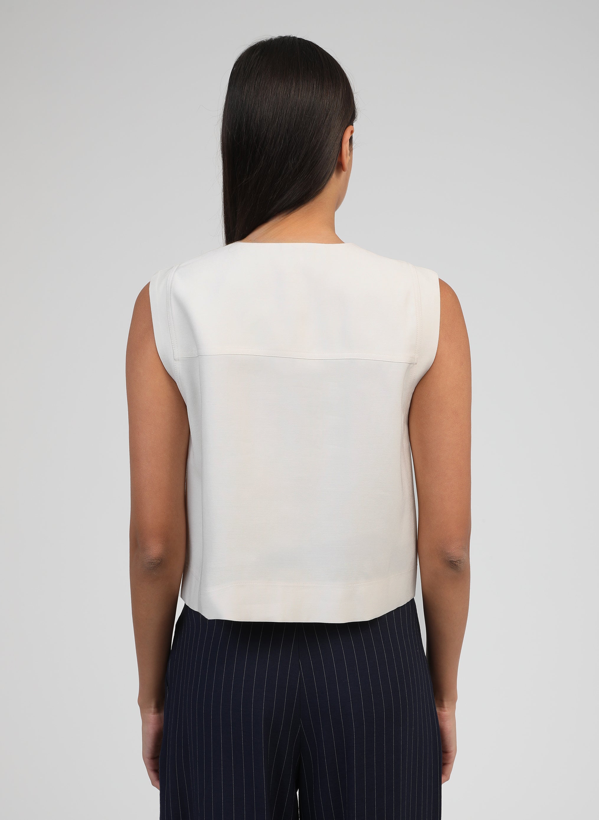 VESTE SANS MANCHES ZELIA ecru