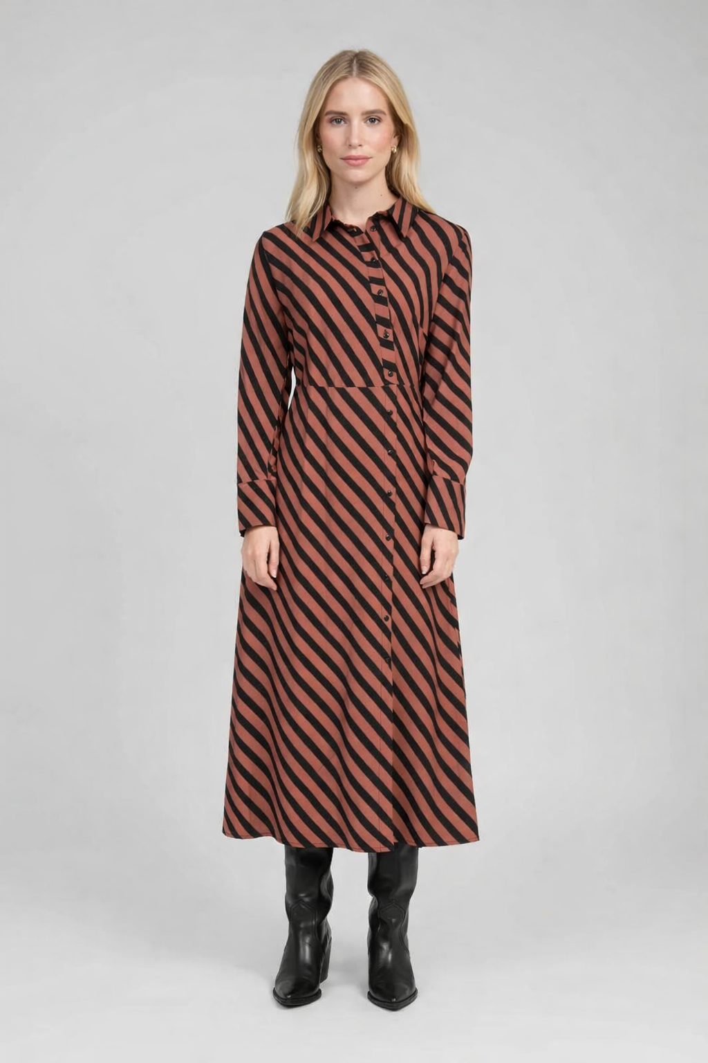 ROBE LONGUE MATARA stipe chocolat