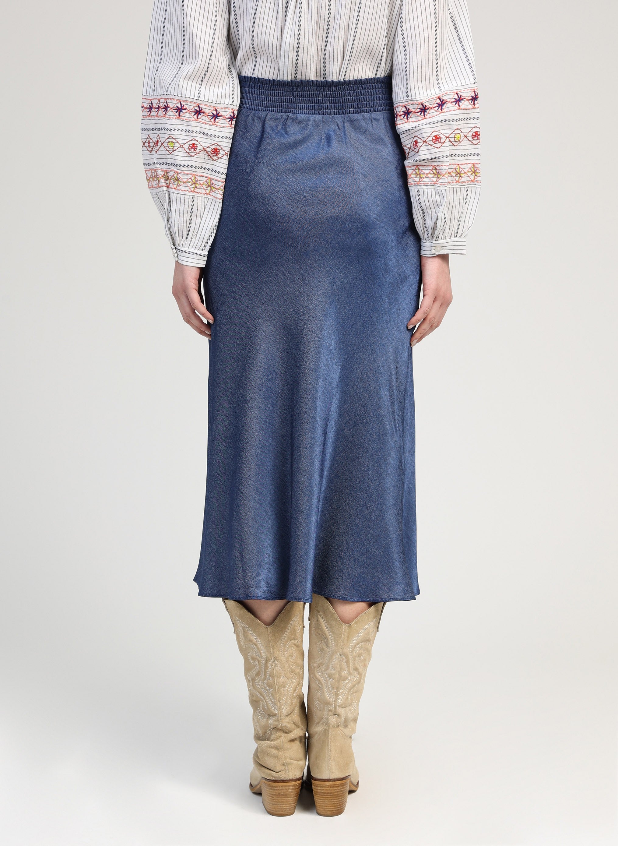 JUPE MIDI GANDIA indigo