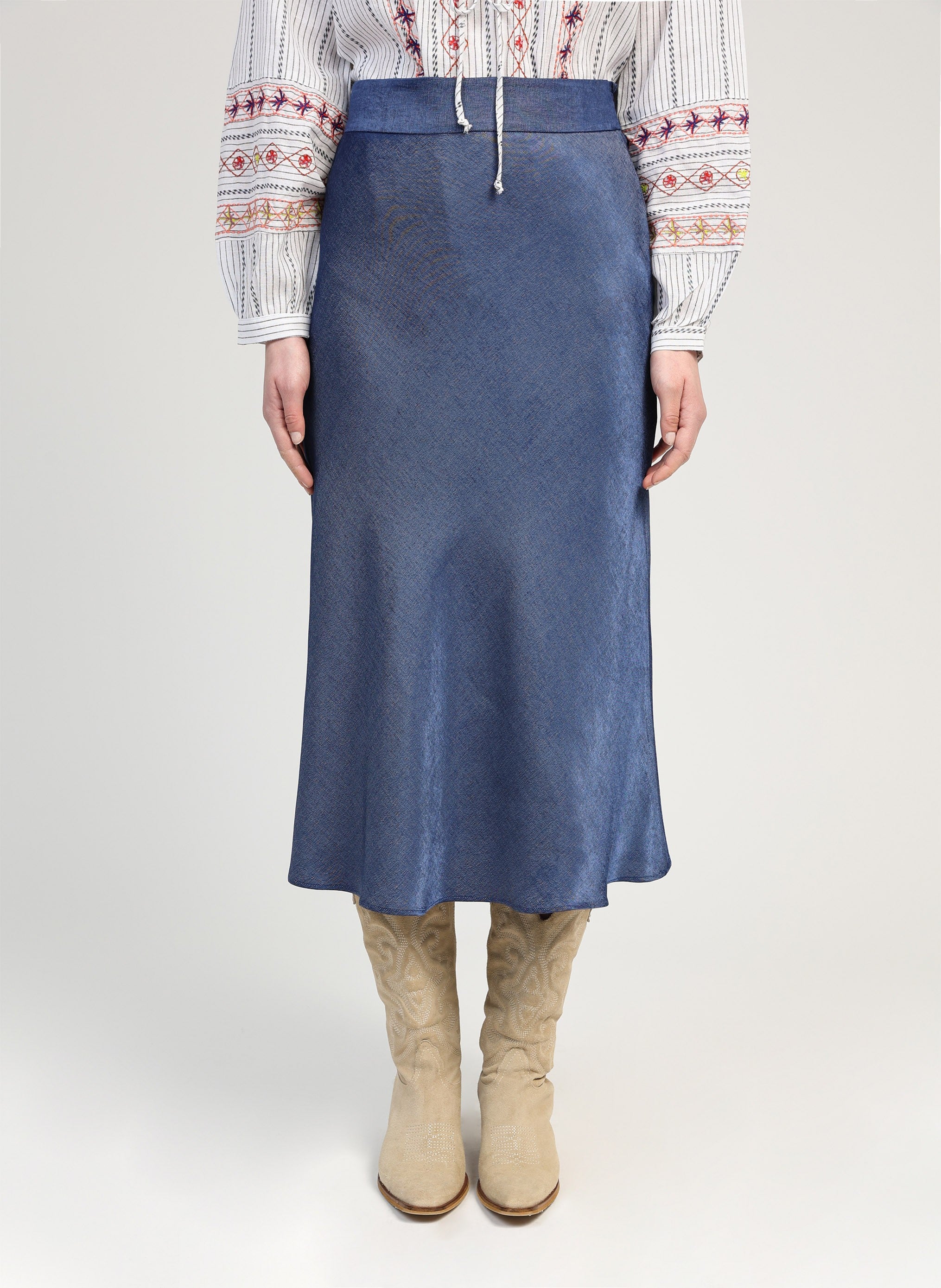 JUPE MIDI GANDIA indigo