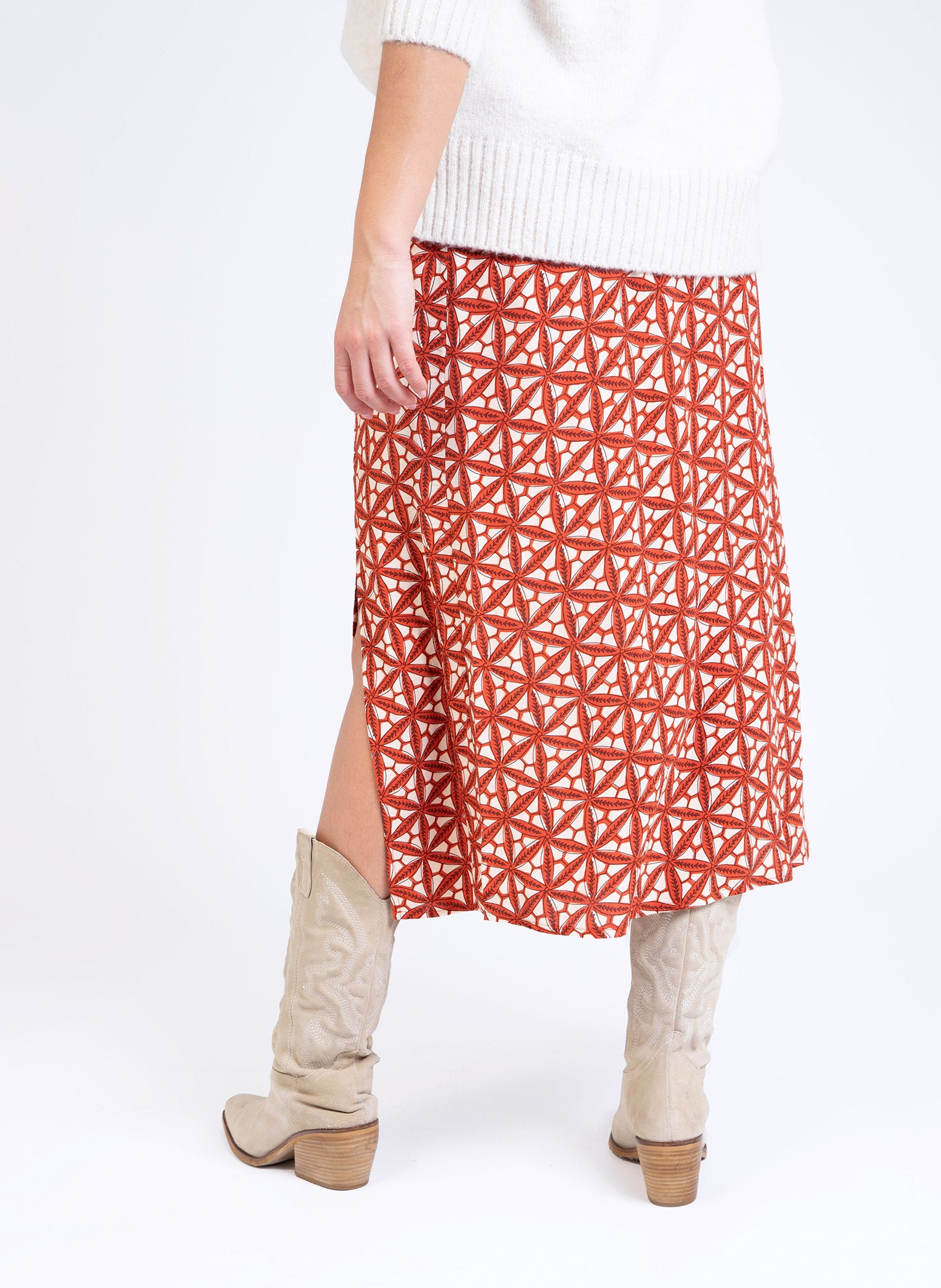 JUPE MIDI GINALOU badiane caramel